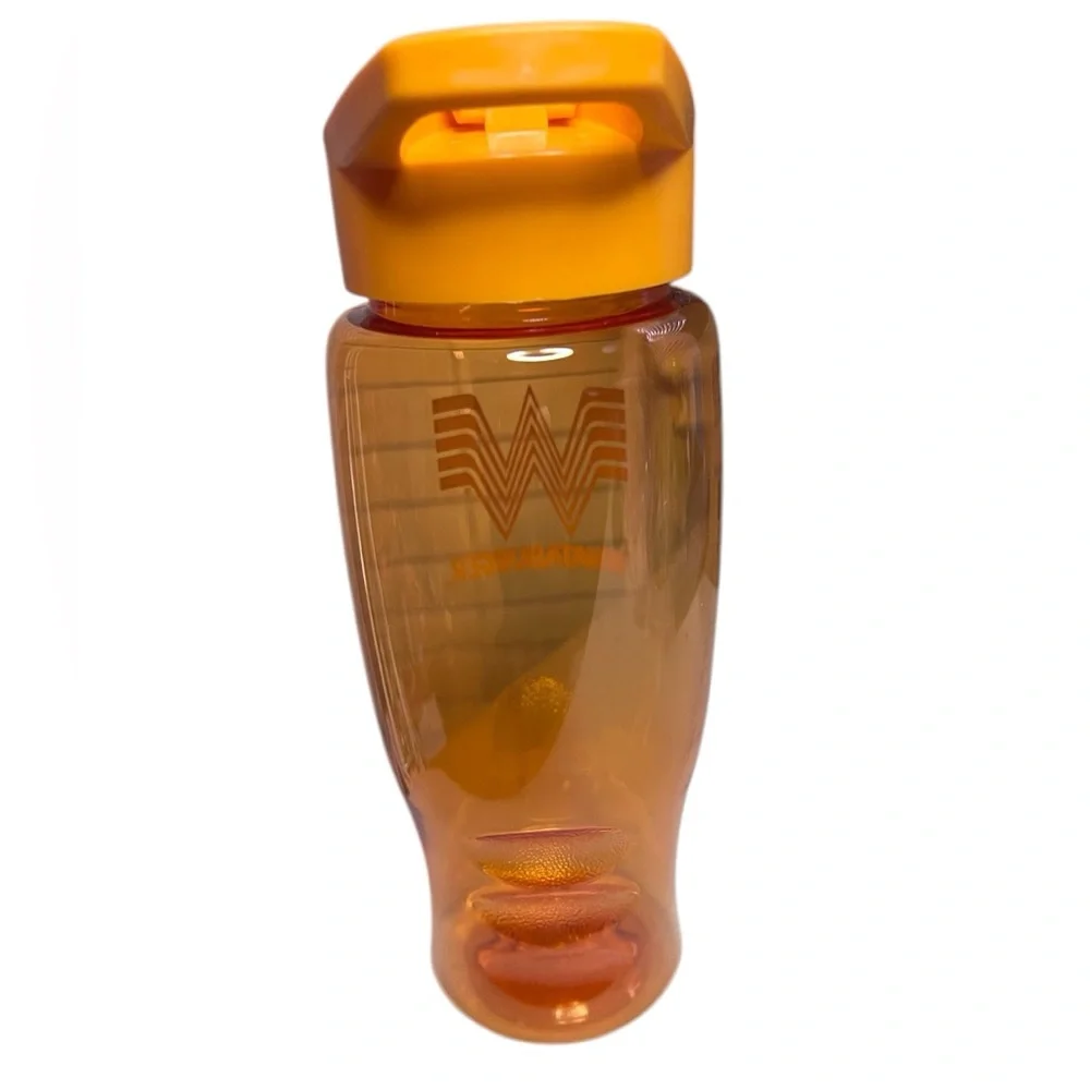 Whataburger Water Bottle NEW Orange Plastic Flip Top Carry Handle BPA Free
